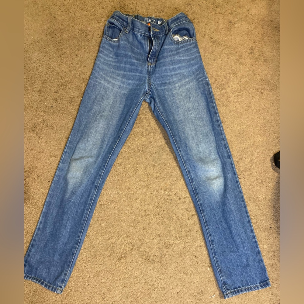 Light blue denim wash skinny jeans